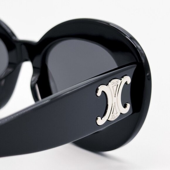 NEW CL40312U 01A CELINE BLACK ROUND WOMEN SUNGLASSES CELINE - Picture 7 of 10